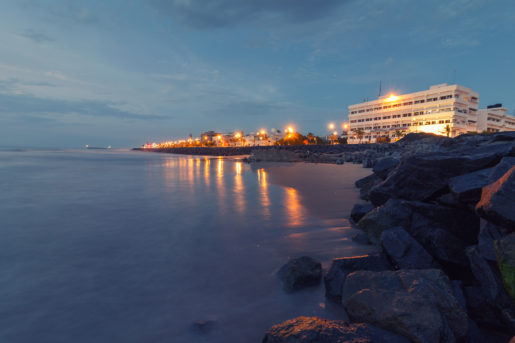 pondicherry beach promenade beach at night 