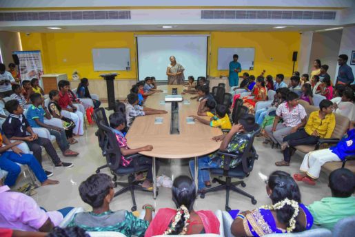 kids at pondicherry university ananda Rangapillai library