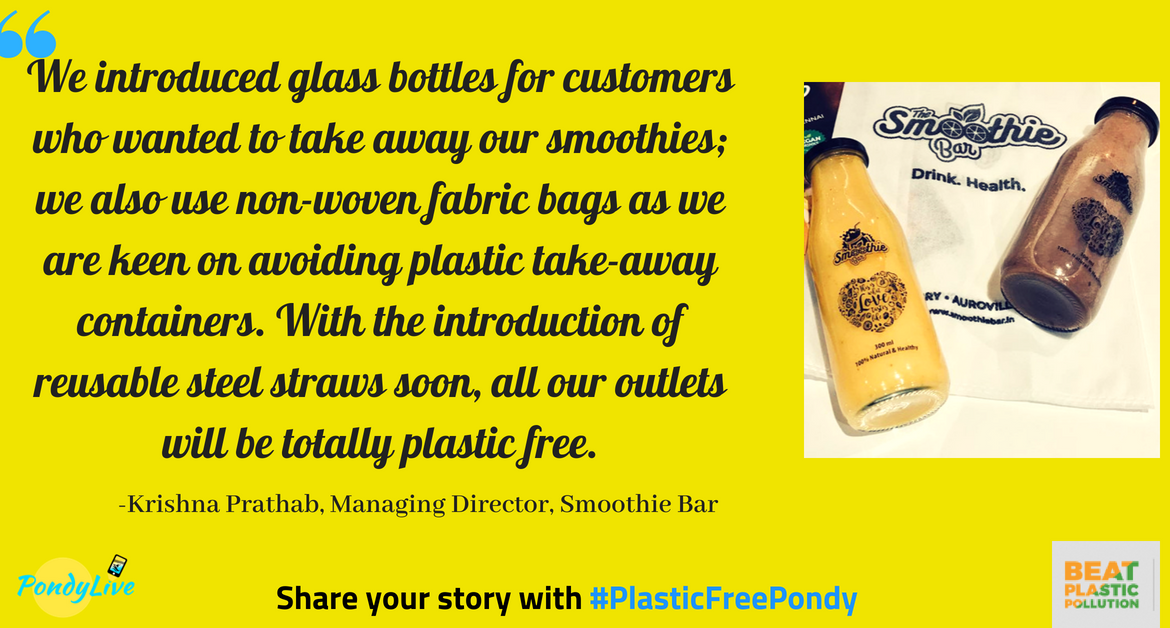 #PlasticFreePondy: This cafe lets you take away drinks in glass bottles