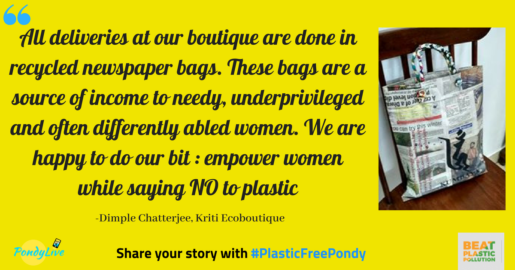 kirti eco boutique in pondicherry recycles newspapers into bags to avoid plastic