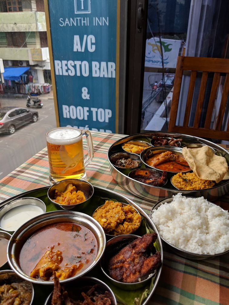 seafood thali in pondicherry at santhi inn