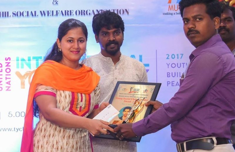 young social change makers award presented by Tycl in puducherry