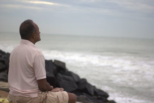 meditation on pondicherry beach also called as the promenade beach in pondicherry which has received smart city status