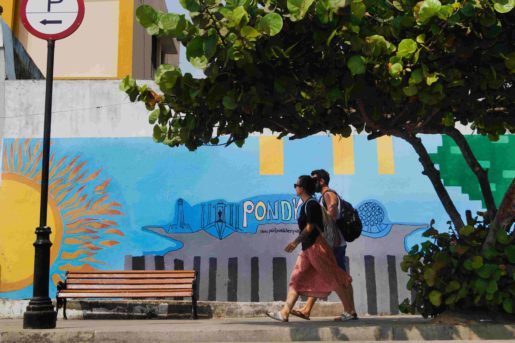wall paintings and street art are common on the streets of pondicherry and in the beach near pondicherry