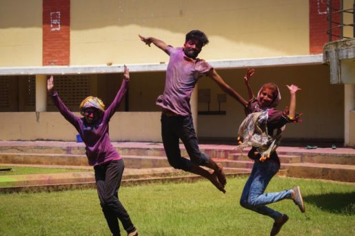 HOLI IN PONDICHERRY YOUNG PEOPLE CELEBRATING HOLI IN PONDI