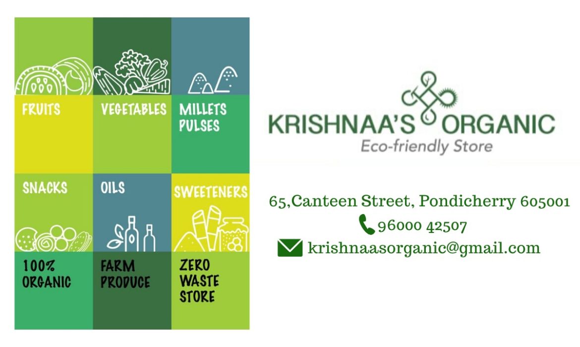 Krishnaas organic store first zero waste store in pondicherry on catnteen street