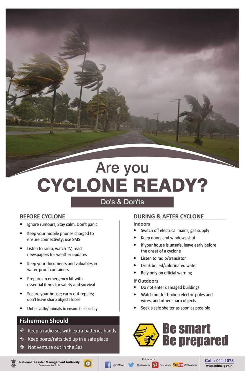 cyclone nivar how to stay safe tips by national disaster management