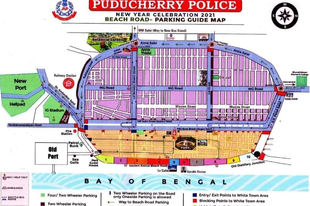 New Year Pondicherry 2021 parking guide