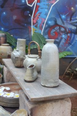 pottery from 30 potters at auroville pottery festival . taken at terrapondy for potters from pondicherry and auroville