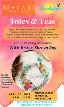 fabric painting workshop with Shreya Roy at Meraki Teahouse Pondicherry