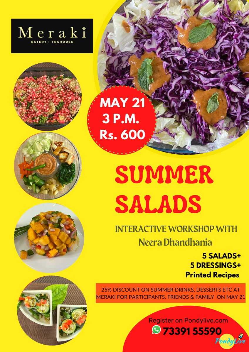 stay healthy this summer with refreshing salads. learn to make salads and dressings summer salad workshop