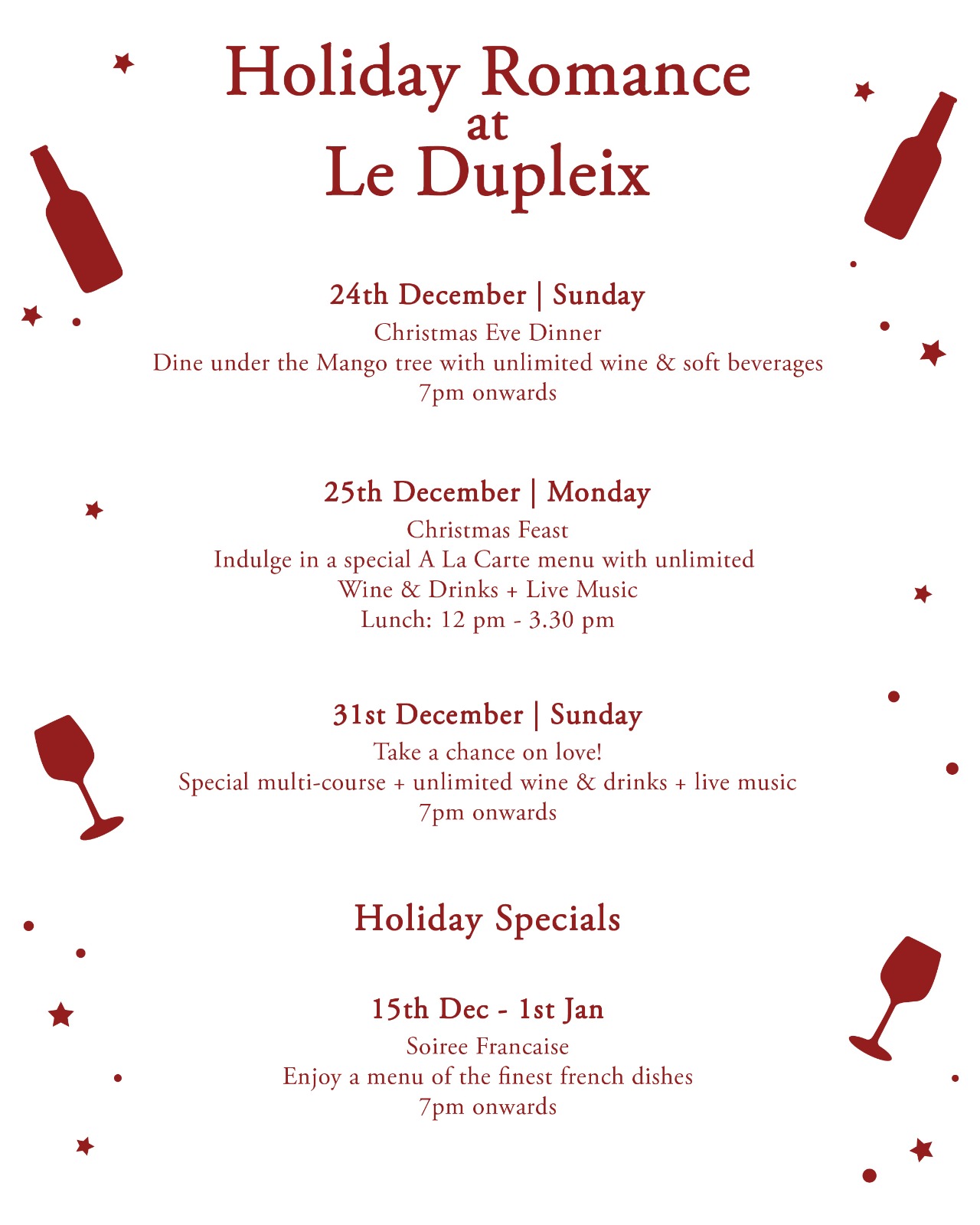 Christmas at Le Dupleix in Pondicherry holiday romance fine dining