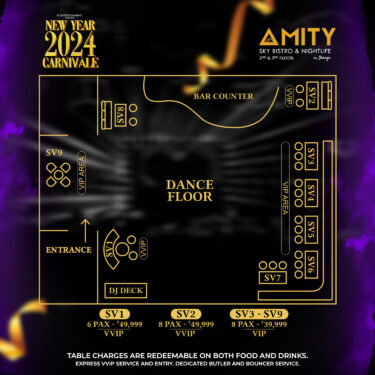 NYE Carnivale at Amity Bistro floor plan