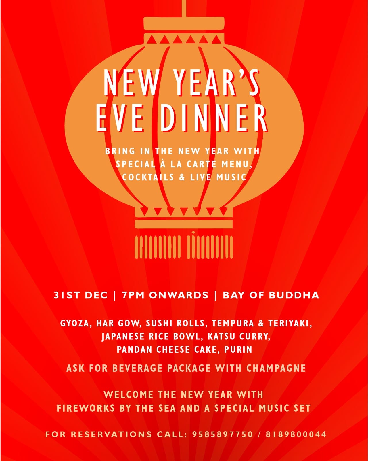 New Year's Eve dinner at Bay of Buddha