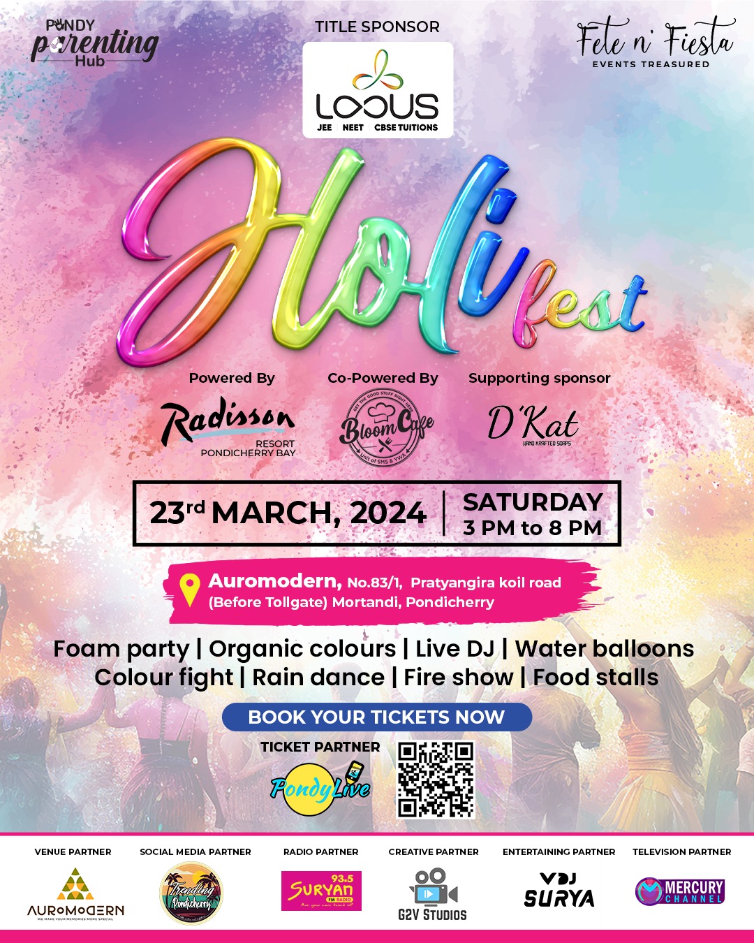 Holi Fest 2024 Holi Party in Pondicherry